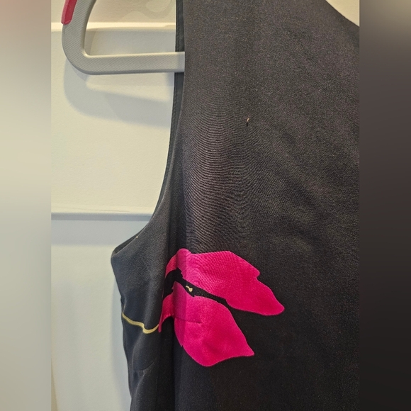 Coldwater Creek 100% Silk Black Floral Sleeveless Dress Size 6 Midi Lined - Picture 3 of 9